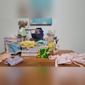 American Girl Doll Accessories with Yellow and Green Outfits